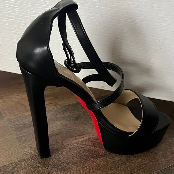 🖤 Black Strappy Heels Sandals ❤️ 39 - Picture 8 of 11